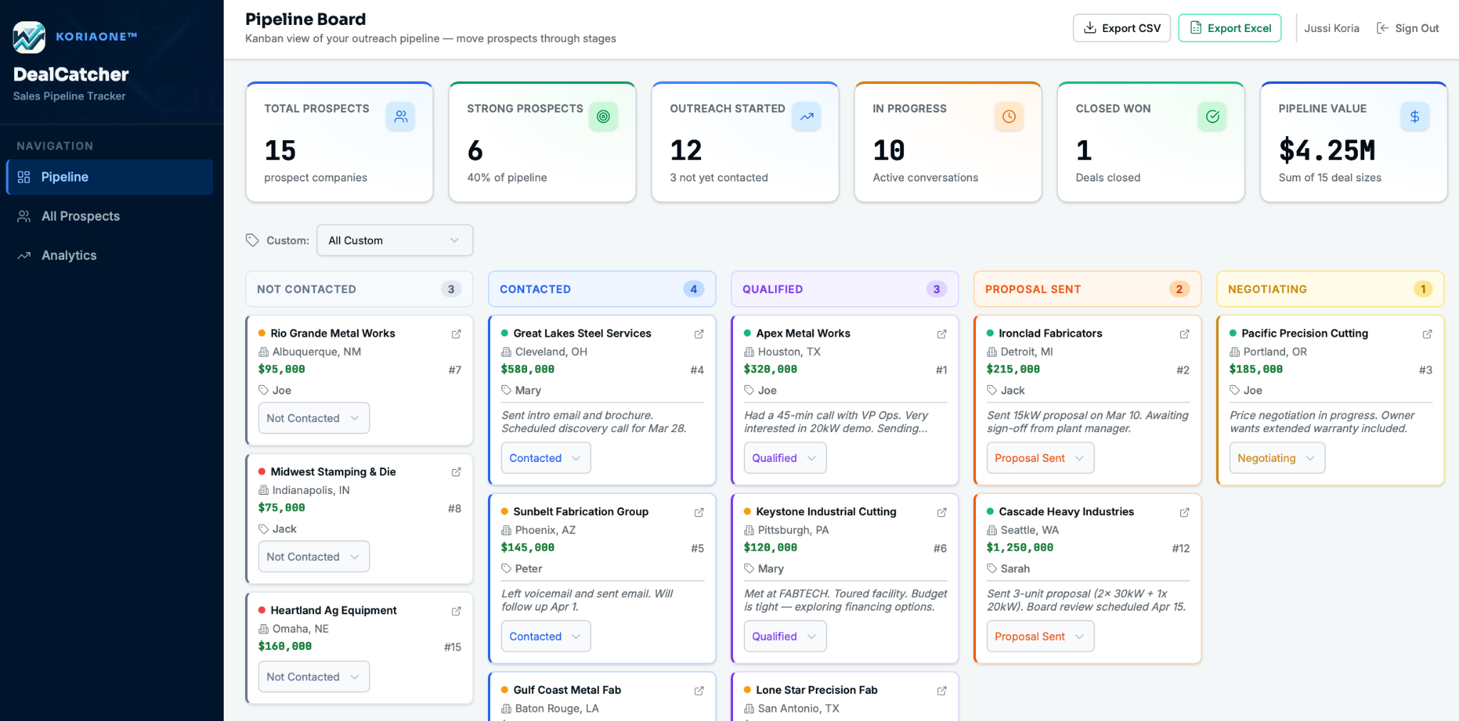 DealChaser dashboard
